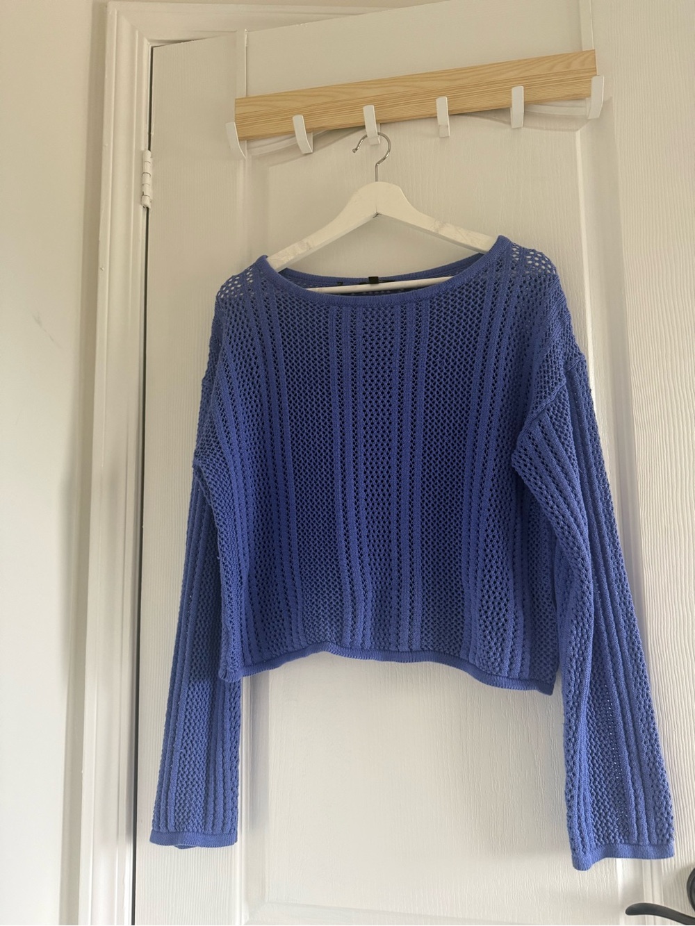 Buffalo David Bitton Periwinkle Open-Knit Cropped Sweater